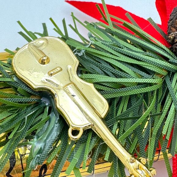 Vintage Midwest Christmas Music Sheet Violin Ornament Acorn Berries Ferns Ribbon - Picture 3 of 9